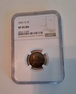 1921-S NGC XF 45 BN Lincoln - Picture 1 of 2