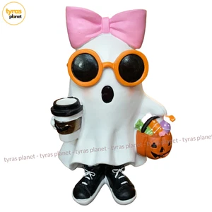 HALLOWEEN Ghost with Coffee and Pumpkin Resin NEW 🎃 - Picture 1 of 5