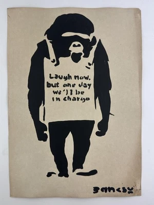 Pintura artística Banksy certificado de autenticidad dibujo original papel vintage firmado Foto 1 de 3