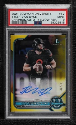 2021-22 Bowman U Chrome Prospect Yellow Refractor /75 Tyler Van Dyke PSA 9 Auto - Image 1 of 2