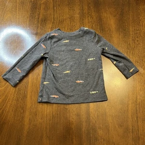Cat & Jack 18M Long Sleeve Car Print Tee - Dark Gray - Picture 1 of 4