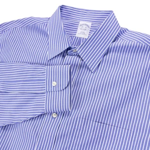 Camisa de vestir Brooks Brothers ajustada para hombre grande 16,5 x 35 rayas azules sin hierro - Imagen 1 de 8