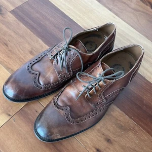 Mario Alborino Mens Size 42 Italian Wingtip Brown Leather Sole Dress Shoe - Picture 1 of 12