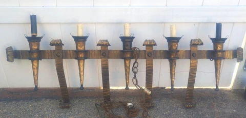 Beautiful 5 Arm Wrought Iron Wall Sconce Gothic Style, wiring in tact Cover