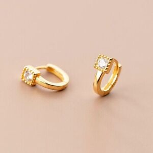 1ct Round Cut Lab-Created Diamond Women Tiny Hoop Earring 14k Yellow Gold Plated