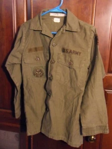 VTG 1974 ARMY Vietnam Sateen Cotton Utility Shirt LS OG 107 14.5 X 31 S - Picture 1 of 12