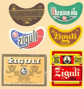 6 etiquetas de cerveza antiguas rusas estonias/URSS 1969 ZIGULI raras - Imagen 1 de 1