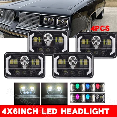 4pcs 4x6" Led Headlights Hi/Lo DRL Prejector for Oldsmobile Cutlass Supreme Car - Image 1 of 4