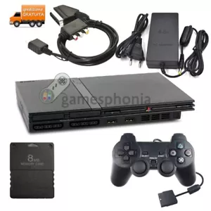 PLAYSTATION 2 SLIM ORIGINALE SONY CON JOYSTICK CAVO VIDEO ALIMENTATORE E MEMORY - Foto 1 di 1