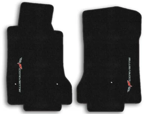 Black Lloyd Velourtex Floor Mats for 2005-2007 Chevrolet Corvette w Silver Logo - Picture 1 of 6