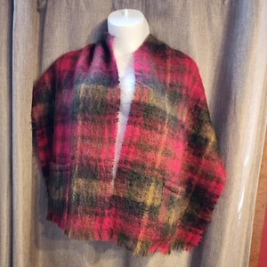 SAKS FIFTH AVENUE Plaid Mohair Pure Wool Scarf 68" x 19" Made in Scotland 5105 - Picture 1 of 7