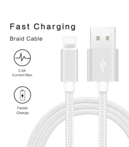 3-Pack 10-ft Braided USB Data Charger Cables Cords For Apple iPhone 6 7 8 X Plus - Picture 1 of 5