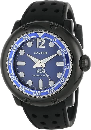 Reloj Glam Rock 0.96.2779 Unisex MB26015 Miami Beach Esfera Azul Negro Silicona Foto 1 de 4