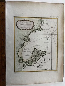 Corsica island Porto Vecchio harbor France c.1760 Bellin antique nautical map - Picture 1 of 3