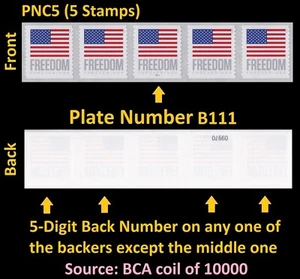 US 5789 Flag Freedom F PNC5 B111 5d back # (from 10k coil) MNH 2023 - Picture 1 of 1