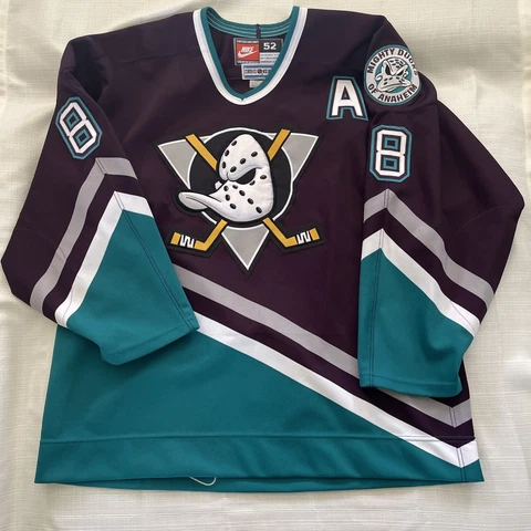 Vintage Nike NHL Anaheim Mighty Ducks Hockey Teemu Selanne Jersey #8 Size 52 Cover