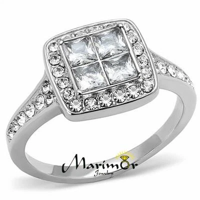 Women's 1.06 Ct Princess & Round Cut CZ Stainless Steel Engagement Ring Sz 5-10 - Image 1 of 4