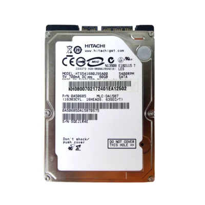 Hitachi HTS541680J9SA00 Hard Drive 5400 RPM 80GB SATA 42T1696 0A55731  - Image 1 of 3