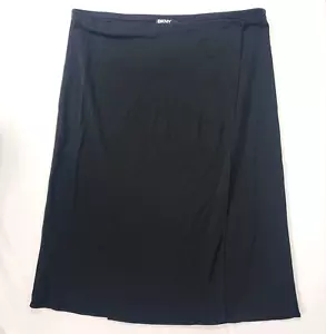 DKNY Donna Karan New York Black Skirt NEW Sz Large Srp $145 Career Wrap A Round - Picture 1 of 6