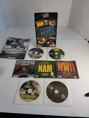 Vintage Battle Blitz 4 IN 1 Pack PC CD-ROM  NAM,GUNSHIP,Beach Head 2000,WW2 GI - Image 1 of 4