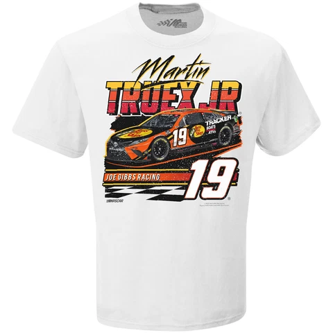 2022 MARTIN TRUEX JR #19 NASCAR BASS PRO SHOPS LICENSED WEDGE WHITE TEE SHIRT Cover