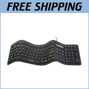 Soft-Touch Comfort Black Silicone Keyboard - Waterproof USB Plug & Play Design - Picture 1 of 8