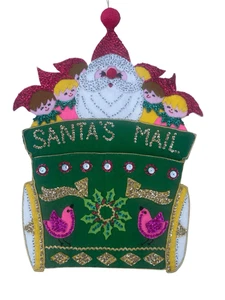 Bucilla SANTA MAIL Weihnachtskartenetui Vintage 80er Handarbeit Pailletten Deko - Bild 1 von 6