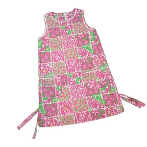 Lilly Pulitzer Girls Shift Dress Size 8 Classic Pink Green Tropical Preppy Beach - Picture 1 of 9