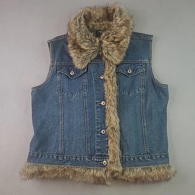 Chaleco Cruel Girl Azul Denim Mujer Talla L Metal Botón Piel Sintética Foto 1 de 4