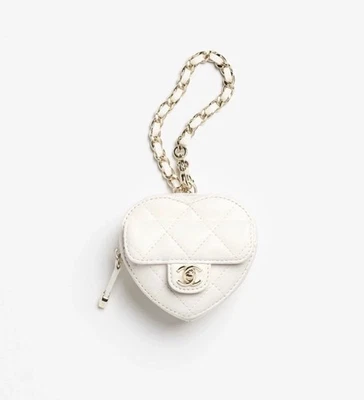 25B Chanel Extra Mini Heart Bag Charm White - Image 1 of 4