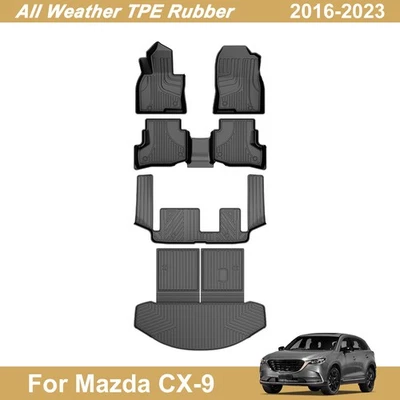 Car TPE 3D Floor Mats and Trunk Mat All Weather For 2016-2023 Mazda CX-9 7-Seats - Image 1 of 4