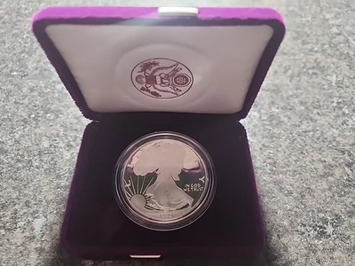1990-S Proof American Silver Eagle Dollar $1 Box & COA US Mint Bullion OGP - Image 1 of 2