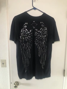 Affliction Flügel doppelseitige Grafik schwarz T-Shirt Gr. Medium Y2K Grunge distressed - Bild 1 von 5