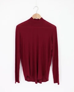 VELVET By Graham & Spencer Biba Lux Gauze Mock Neck Tee Top Wine S $128 D24 - Picture 1 of 5