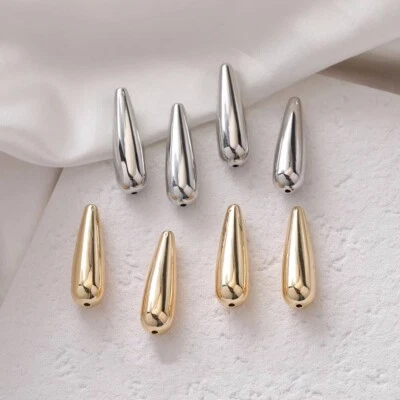 6ocs Gold/Silver Smooth Tube Beads,Water Drop Brass Beads,Oval Rice Spacer Beads - Image 1 of 4