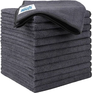 Ultra Absorbent Grey Microfiber Cleaning Cloths - 12 Pack, Lint Free Rags - Picture 1 of 7