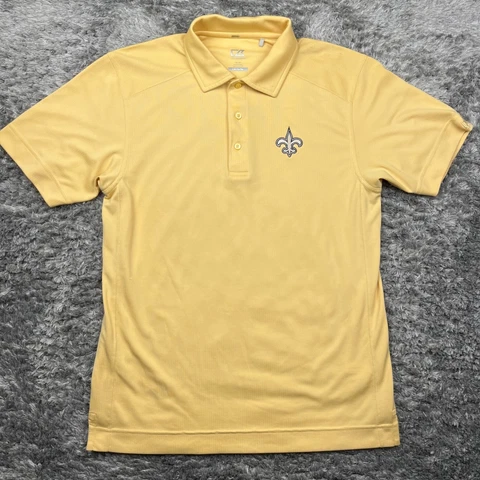 New Orleans Saints Cutter Buck Shirt Men Small Gold Short Sleeve NFL Polo Cover