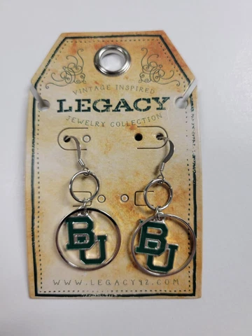 Baylor University Bears Round Hoop Earrings Dangle Legacy Cover