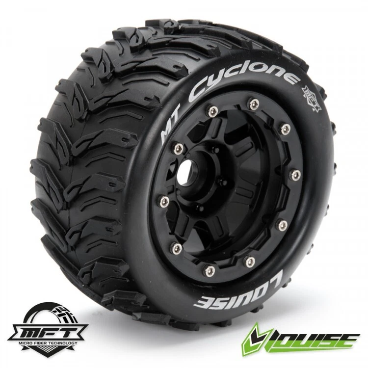 Louise RC MT-CYCLONE 1:10 MAXX Reifen Schwarz Fertig Verklebt Soft Felgen - Bild 1 von 3