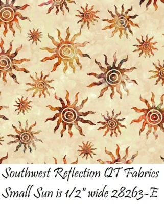 Tela de edredón de algodón Southwest Reflection QT Telas 28263-E naranja soles Foto 1 de 4