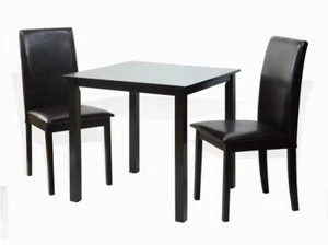 Dining Kitchen 3 Pcs SET Square Table 2 Fallabella Chairs, Espresso - Picture 1 of 9