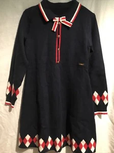 KUYEE BEAR  GIRLS DRESS SIZE 10-11 Y 160/61 Navy Polyamide/Polyester/Viscose - Picture 1 of 14
