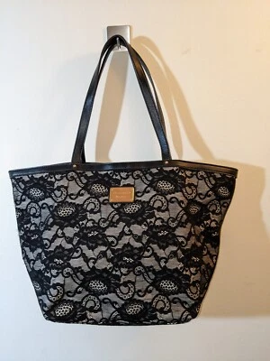 Vintage Victoria’s Secret  Black Floral Eyelet Lace Tote Bag-Gentle used - Image 1 of 4