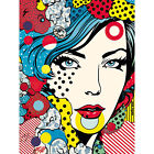 Woman Blue Eyes Abstract Comic Book Style Portrait Pop Art Print 18X24"