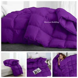 100% Cotton Down Alternative Comforter & Sets 1000 TC Purple Solid Select Item - Picture 1 of 11