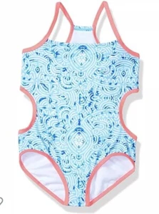 Jantzen Little Girls Size 7 Neo Nautical Maze Print Monokini 1 Piece Swimsuit - Picture 1 of 4