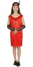 20er Jahre Mädchen Kleid Charleston Kostüm Mafia 20s Flapper rot