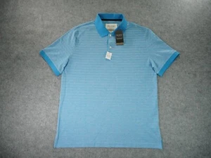 Jos. A. Bank Polo Shirt Mens Large Traveler Tech Tailored Fit Stripe - Picture 1 of 8