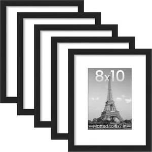 upsimples 8x10 Bilderrahmen 5er Set, Display Bilder 5x7 mit Passepartout oder 8x10 Weiß - Bild 1 von 3