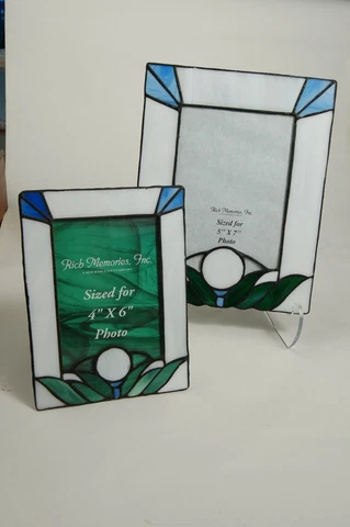 Stained Glass Style Golf Frame Hold 5 x 7 Picture Cover